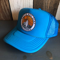 Hermosa Beach SOUTH BAY SURF (Multi Colored Patch) Trucker Hat - Neon Blue