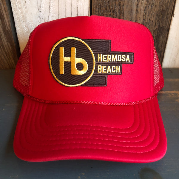 Hermosa Beach THE NEW STYLE High Crown Trucker Hat - Red