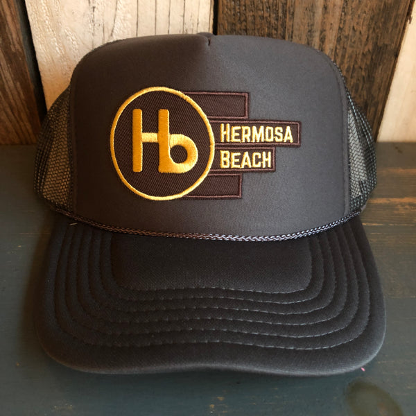Hermosa Beach THE NEW STYLE High Crown Trucker Hat - Charcoal (Curved Brim)