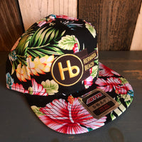 Hermosa Beach THE NEW STYLE Hawaiian Pattern 6 Panel Mid Profile Snapback Hat - A ‘o ia (Flat Brim)