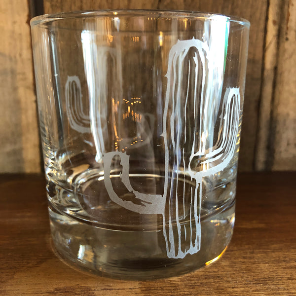 Cactus Etched Whiskey Glass
