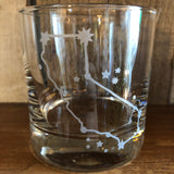 California State Map Etched Whiskey Glass