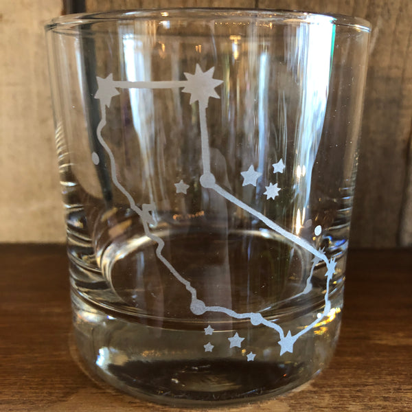 California State Map Etched Whiskey Glass