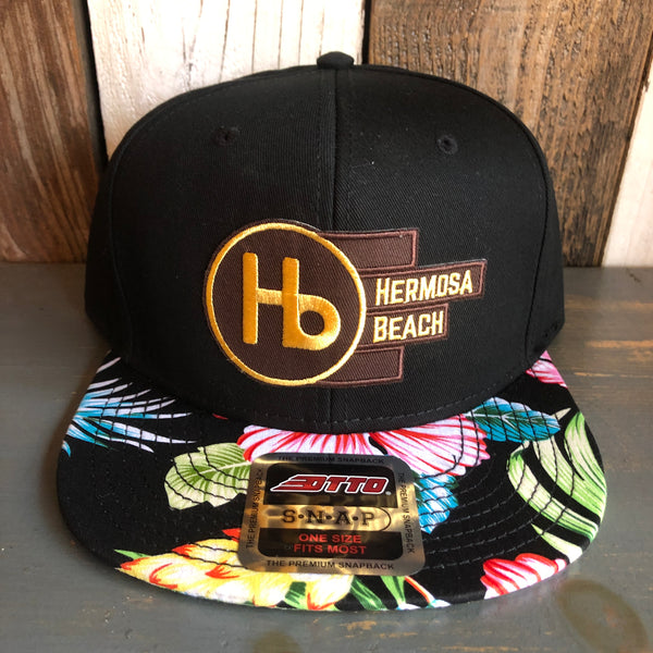 Hermosa Beach THE NEW STYLE Black Panel/Hawaiian Pattern Visor - 6 Panel Mid Profile Snapback Hat - A ‘o ia