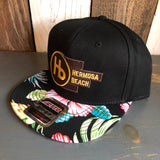 Hermosa Beach THE NEW STYLE Black Panel/Hawaiian Pattern Visor - 6 Panel Mid Profile Snapback Hat - A ‘o ia