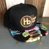 Hermosa Beach THE NEW STYLE Black Panel/Hawaiian Pattern Visor - 6 Panel Mid Profile Snapback Hat - A ‘o ia