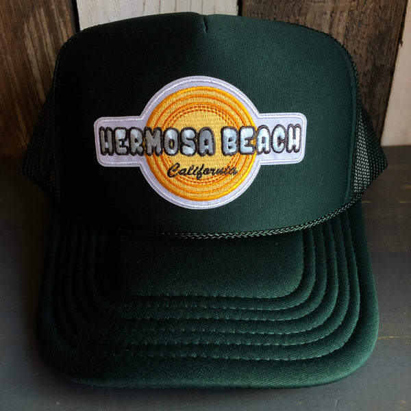 Hermosa Beach HIGH HEAT High Crown Trucker Hat - Dark Green
