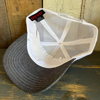 Hermosa Beach GOLDEN HOUR 6 Panel Low Profile Mesh Back Trucker Hat - Faded Black/White