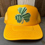 'Limited Edition' GET LUCKY IN HERMOSA High Crown Shamrock Trucker Hat  (GOLD :: GREEN :: WHITE :: SEAFOAM)