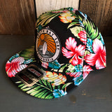 Hermosa Beach SOUTH BAY SURF (Multi Colored Patch) Hawaiian Pattern 6 Panel Mid Profile Snapback Hat - A ‘o ia (Flat Brim)