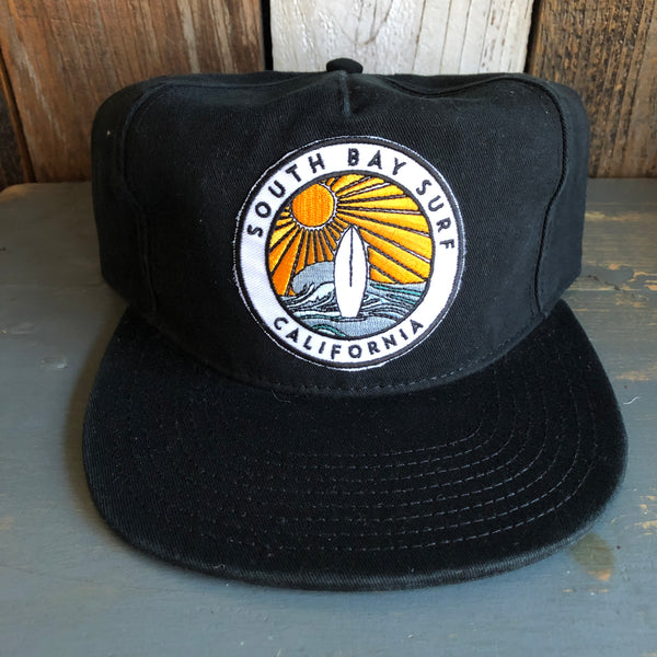Hermosa Beach SOUTH BAY SURF (Multi Colored Patch) 5 Panel Low Profile Style Dad Hat - Black