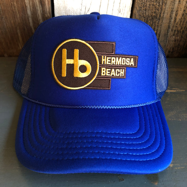 Hermosa Beach THE NEW STYLE High Crown Trucker Hat - Royal Blue (Curved Brim)