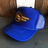 Hermosa Beach THE NEW STYLE High Crown Trucker Hat - Royal Blue (Curved Brim)