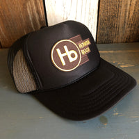 Hermosa Beach THE NEW STYLE High Crown Trucker Hat - Black (Curved Brim)