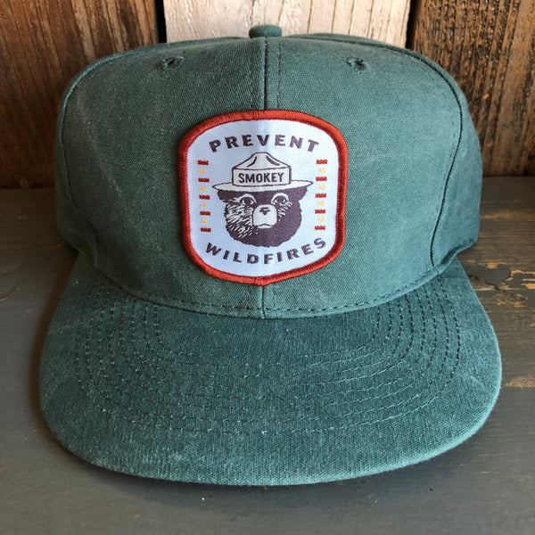 Smokey Bear...Prevent Wildfires - 6 Panel Mid Profile Baseball Cap - Dark Green