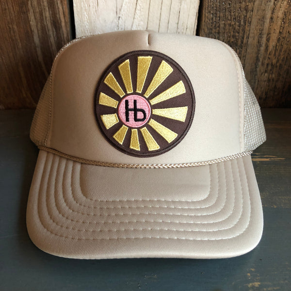 Hermosa Beach SUNBEAMS High Crown Trucker Hat (Khaki)