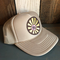 Hermosa Beach SUNBEAMS High Crown Trucker Hat (Khaki)