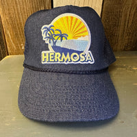 Hermosa Beach FIESTA 5 panel Denim Mesh Back Cap - Navy