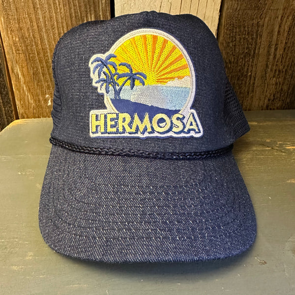 Hermosa Beach FIESTA 5 panel Denim Mesh Back Cap - Navy