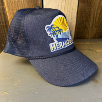 Hermosa Beach FIESTA 5 panel Denim Mesh Back Cap - Navy