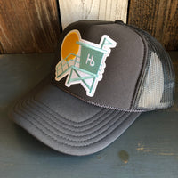 Hermosa Beach LIFEGUARD TOWER High Crown Trucker Hat - Charcoal (Curved Brim)