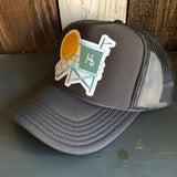 Hermosa Beach LIFEGUARD TOWER High Crown Trucker Hat - Charcoal (Curved Brim)