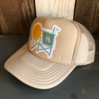 Hermosa Beach LIFEGUARD TOWER High Crown Trucker Hat (Khaki)