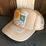 Hermosa Beach LIFEGUARD TOWER High Crown Trucker Hat (Khaki)