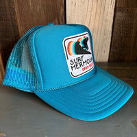 SURF HERMOSA :: OPEN DAILY High Crown Trucker Hat - Turquoise Blue