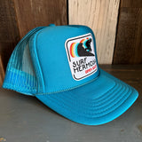 SURF HERMOSA :: OPEN DAILY High Crown Trucker Hat - Turquoise Blue