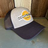 Hermosa Beach HIGH HEAT 6 Panel Low Profile Mesh Back Trucker Hat - Navy/Heather Grey