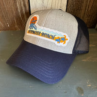 Hermosa Beach GOLDEN HOUR 6 Panel Low Profile Mesh Back Trucker Hat - Navy/Heather Grey