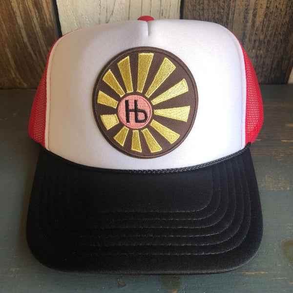 Hermosa Beach SUNBEAMS Trucker Hat - Black/White/Red