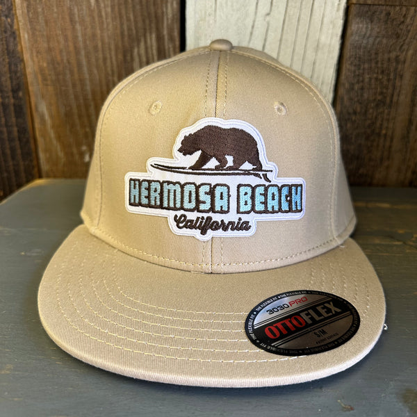 Hermosa Beach SURFING GRIZZLY BEAR :: OTTO FLEX 3030 PRO Baseball Hat - Khaki