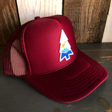 WILDERNESS TREE High Crown Trucker Hat - Burgundy Maroon