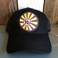 Hermosa Beach SUNBEAMS Low Fitting 6 Panel Low Profile Mesh Back Trucker Hat - Black