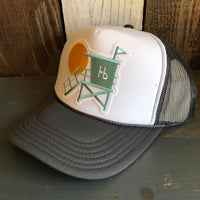 Hermosa Beach LIFEGUARD TOWER Trucker Hat - Charcoal Grey/White/Charcoal Grey
