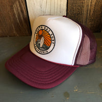 Hermosa Beach SOUTH BAY SURF (Multi Colored Patch) Trucker Hat - Maroon/White/Maroon