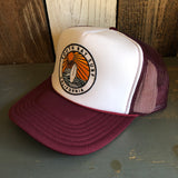 Hermosa Beach SOUTH BAY SURF (Multi Colored Patch) Trucker Hat - Maroon/White/Maroon