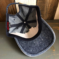 Hermosa Beach HERMOSA AVE 6 Panel Low Profile Snow Washed Denim Dad Hat  - Navy