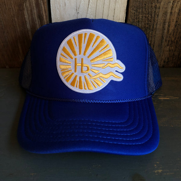 Hermosa Beach CLASSIC LOGO High Crown Trucker Hat - Royal Blue (Curved Brim)