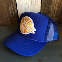 Hermosa Beach CLASSIC LOGO High Crown Trucker Hat - Royal Blue (Curved Brim)