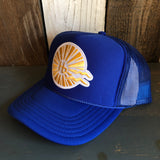 Hermosa Beach CLASSIC LOGO High Crown Trucker Hat - Royal Blue (Curved Brim)