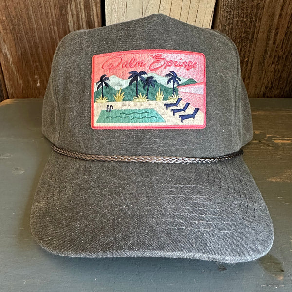 PALM SPRINGS, California 5 panel Stone Washed Canvas Golf - Charcoal/Charcoal Braid