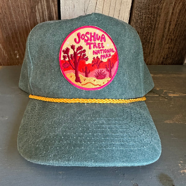 JOSHUA TREE NATIONAL PARK :: 5 panel Stone Washed Canvas 2-Tone - Moss/Gold Braid