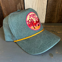JOSHUA TREE NATIONAL PARK :: 5 panel Stone Washed Canvas 2-Tone - Moss/Gold Braid
