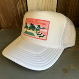 PALM SPRINGS, CALIFORNIA High Crown Trucker Hat - White