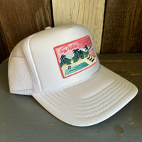 PALM SPRINGS, CALIFORNIA High Crown Trucker Hat - White