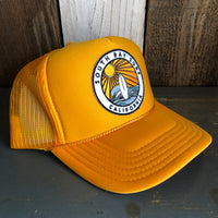 SOUTH BAY SURF (Multi Colored Patch) High Crown Trucker Hat - Gold