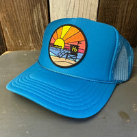 Hermosa Beach OBLIGATORY SUNSET Trucker Hat - Turquoise Blue